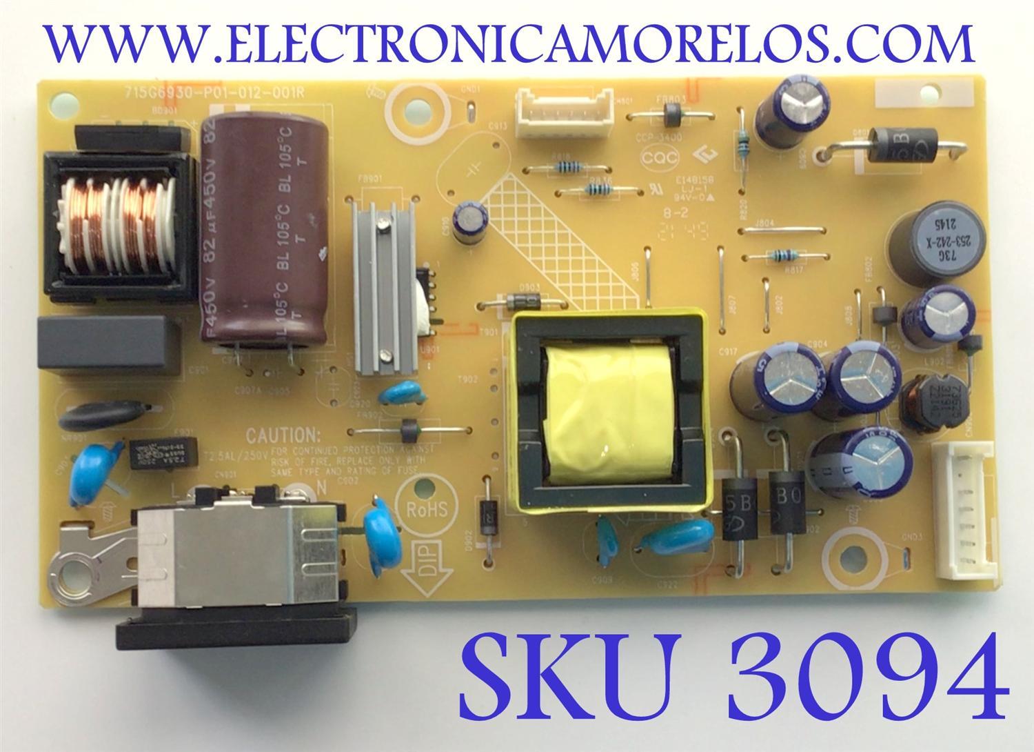 FUENTE PARA MONITOR ASUS / NUMERO DE PARTE JB321KQXK / 715G6930-P01-012-001R / 5724149P1305 / DISPLAY LC238LF4F / MODELO BG249Q